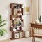 6-Tier Modern Wooden Bookshelf with Geometric S-Shape Design Bedroom or Living Room